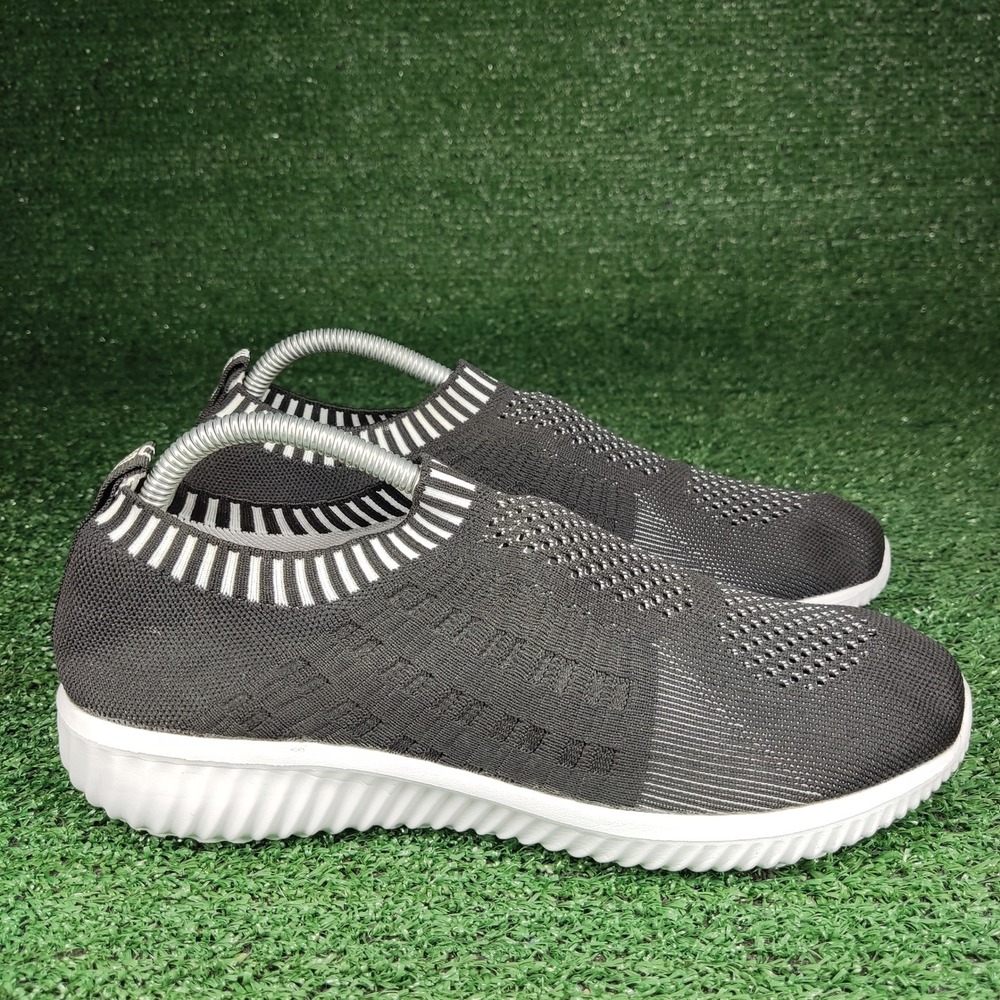 Tiosebon Walking Shoes Women Size 10 Black Knit‎ Mesh Slip On Sneakers Li